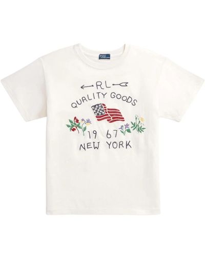 Ralph Lauren Camiseta con cuello redondo bordado - Blanco