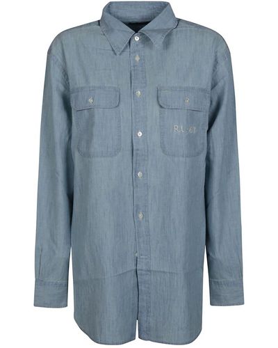 Ralph Lauren Klassisches hemd mit knopfleiste - Blau