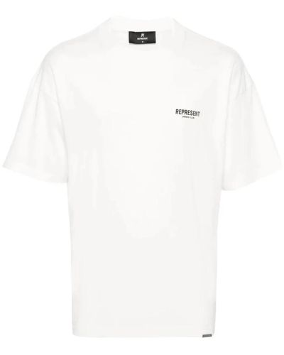 Represent T-shirt mit logo-print aus baumwolle,weiße baumwoll-jersey-t-shirt mit logo-drucken