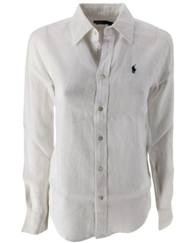 Ralph Lauren Camicia in lino bianca maniche lunghe vestibilità morbida - Grigio