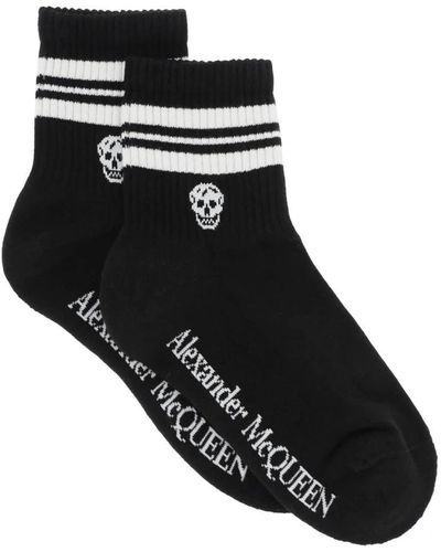 Alexander McQueen Calcetines deportivos a rayas con calavera - Negro