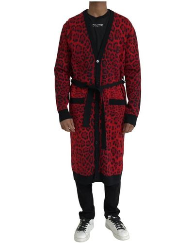 Dolce & Gabbana Roter leoparden cardigan pullover