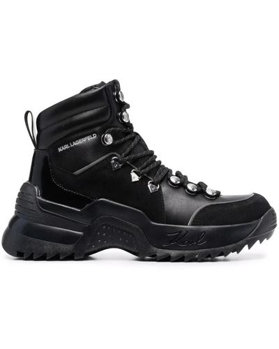 Karl Lagerfeld Lace-Up Boots - Black