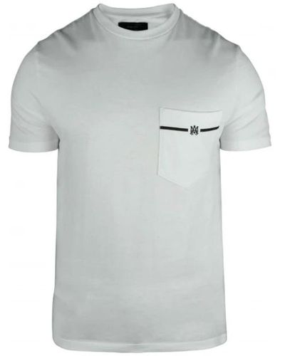 Amiri Weißes baumwoll-t-shirt mit schwarzem logo - Grau