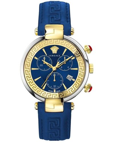 Versace Blaue chronograph lederuhr