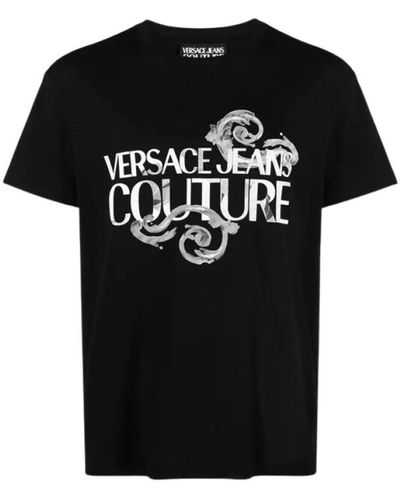 Versace Schwarzes barockmotiv-logo-t-shirt