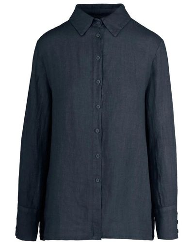 Bomboogie Linen shirt with collar - Azul