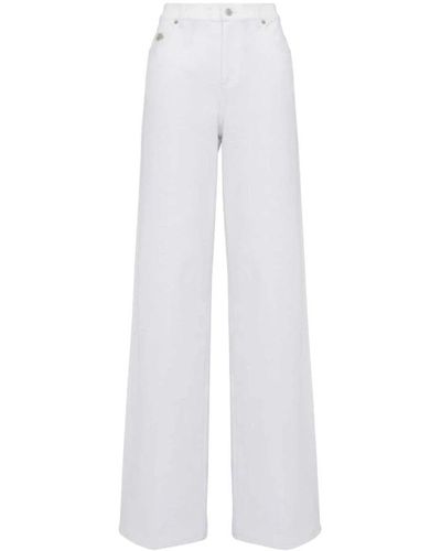 Alexander McQueen Brand-patch Wide-leg Mid-rise Stretch-denim Jeans - White