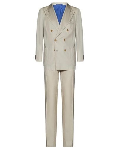 Kiton Double Breasted Suits - Natural