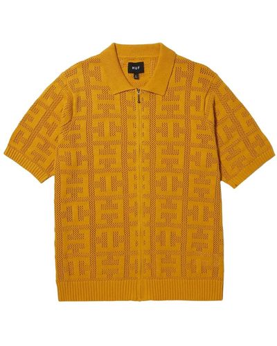 Huf Jacquard zip polo shirt - Gelb