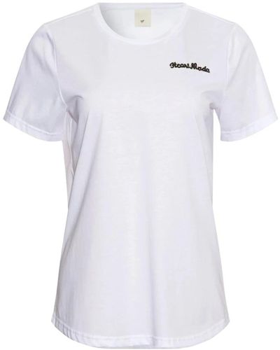 Heartmade Klassisches T-Shirt mit handgemachtem Perlenpatch - Weiß