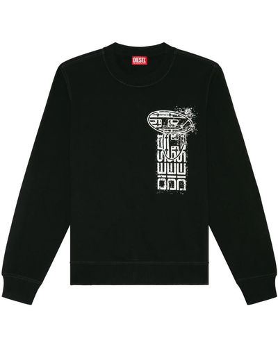 DIESEL Sweatshirt mit metallic-logo-print - Schwarz