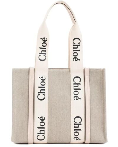 Chloé Woody bag in cement pink - Weiß