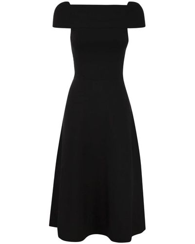 Fabiana Filippi Elegantes viskose midi kleid mit geradem ausschnitt - Schwarz