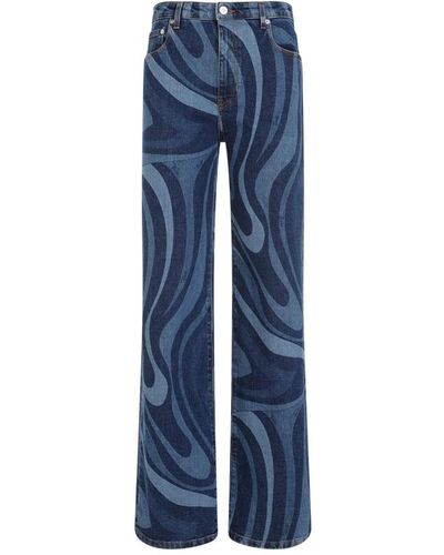 Emilio Pucci Blaue marmor muster jeans