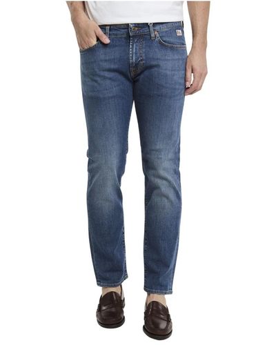 Roy Rogers Denim jeans mit mittlerer waschung und leichten abnutzungen - Blau