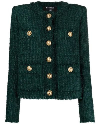Balmain Tweed Jackets - Green