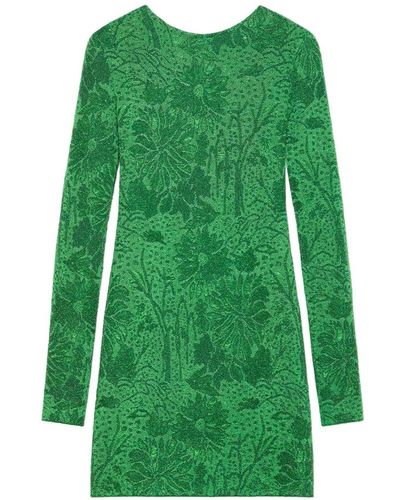 Givenchy Vestido jacquard floral de manga larga - Verde