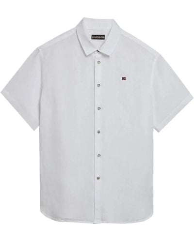 Napapijri Weißes leinen-casual-hemd