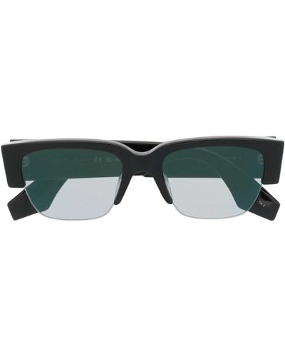 Alexander McQueen Schwarze slashed sonnenbrille mit halbrahmen - Grün