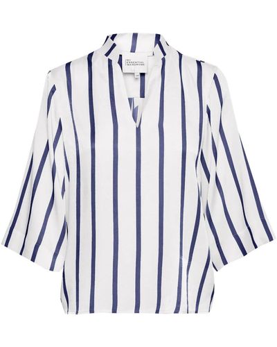 My Essential Wardrobe Blusa a rayas con mangas 3⁄4 - Azul