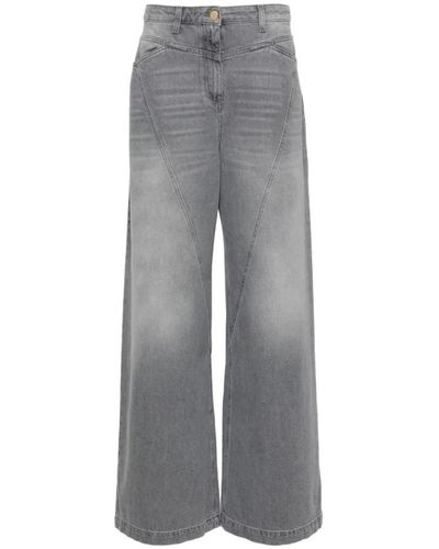 Elisabetta Franchi Stylische wide jeans für frauen - Grau