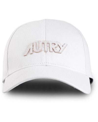 Autry Weiße baumwollkappe mit logo-patch