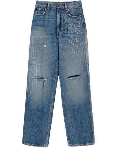 Twin Set Jeans con dettagli in strass - Blu