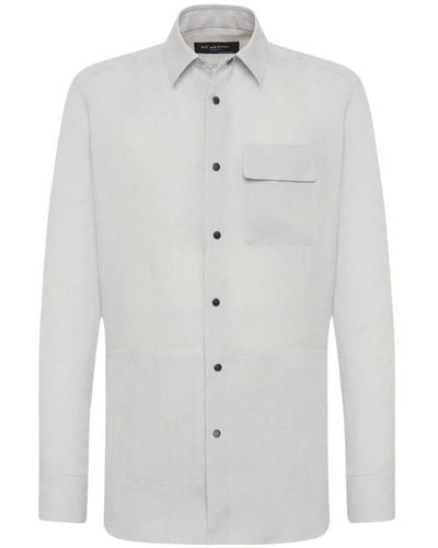 Kiton Leinen-overshirt mit druckknöpfen - Weiß