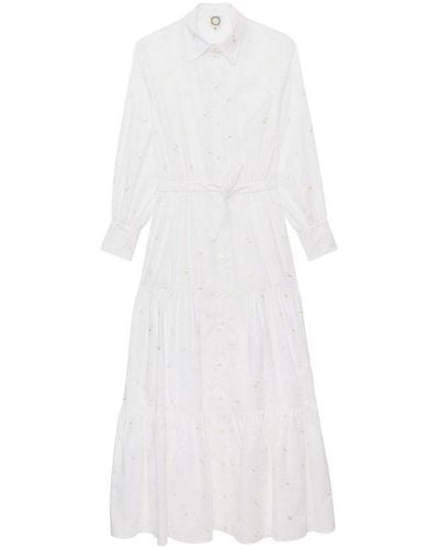 Ines De La Fressange Paris Elegante abito lungo con balze bianche - Bianco