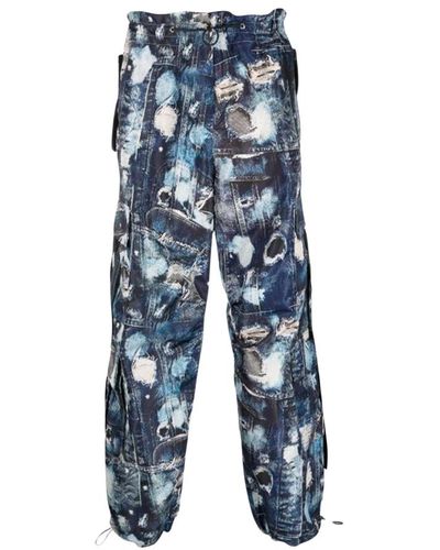John Richmond Pantaloni cargo con pattern iconico - Blu