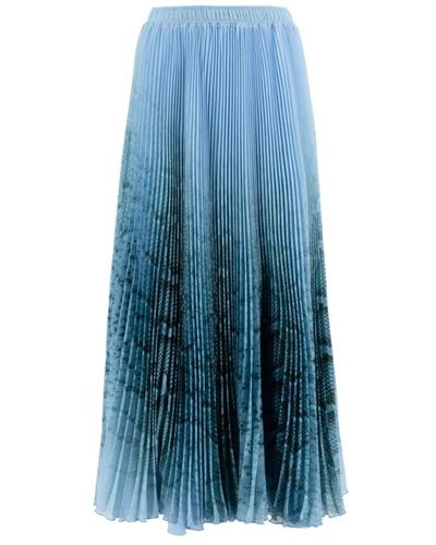 Ermanno Scervino Falda plisada con estampado de pitón - Azul