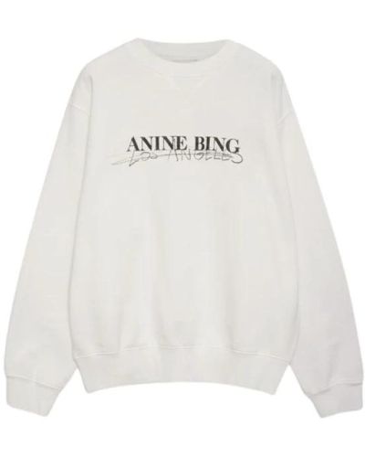Anine Bing Oversized doodle ivory sweatshirt - Blanco