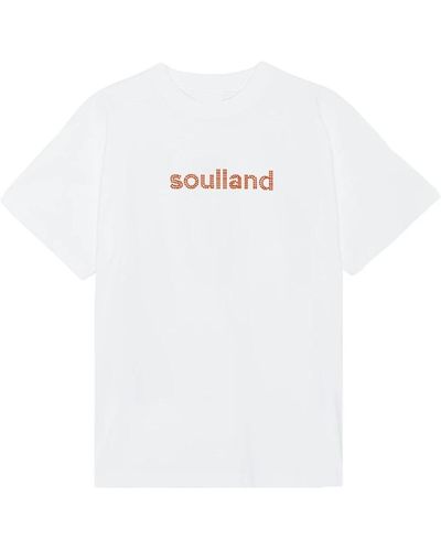 Soulland T-shirt con logo in strass - Bianco