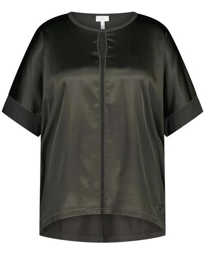 Sportalm Satin-look t-shirt elegante comoda blusa - Nero