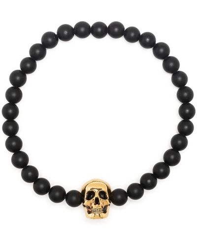 Alexander McQueen Edgy skull charm bead chain armband - Schwarz