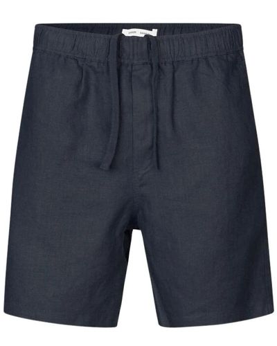 Samsøe & Samsøe Leinen shorts mit mittelhoher taille - Blau