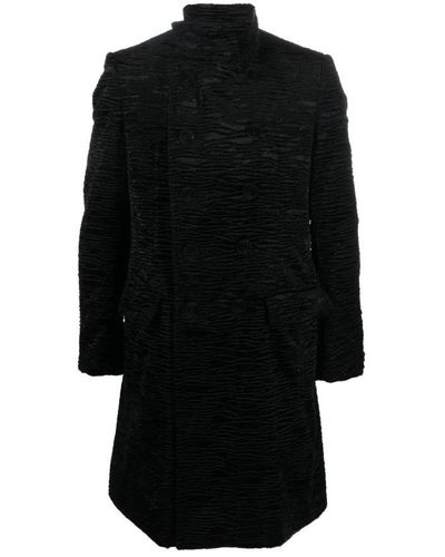 Balmain Double-Breasted Coats - Black