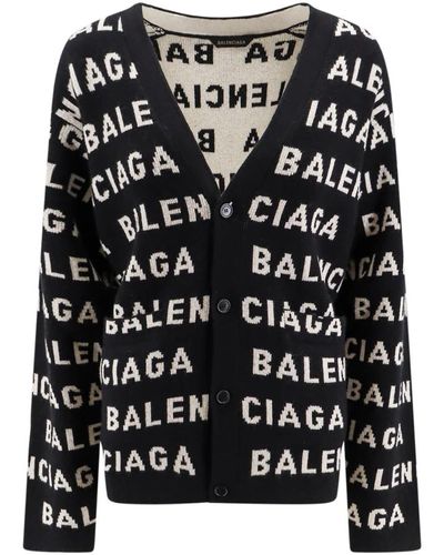 Balenciaga Schwarze strickwaren mit v-ausschnitt und knopfverschluss
