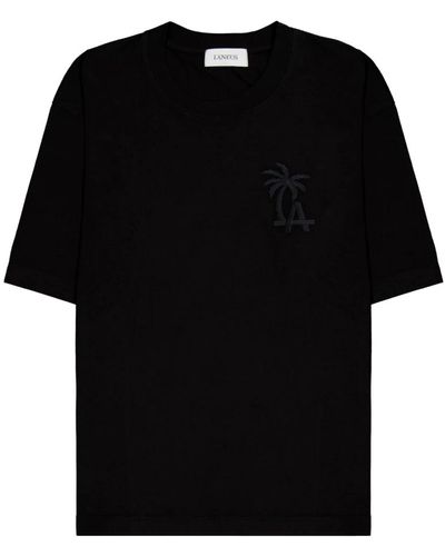 Laneus Magliette nera con logo palm - Nero
