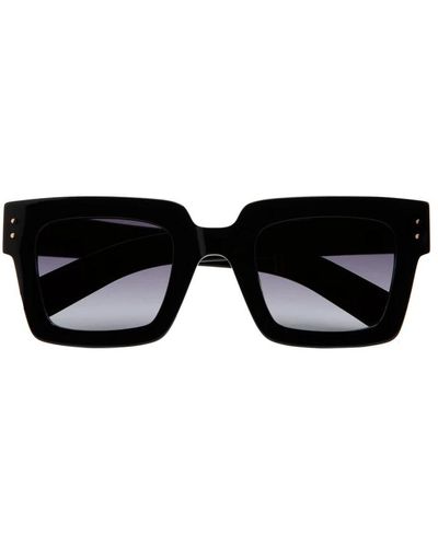 Kaleos Eyehunters Schwarze quadratische acetat-sonnenbrille mit grauen degrade gläsern