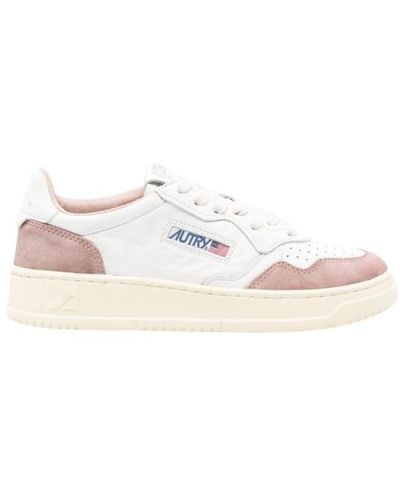 Autry Niedrige ziegenleder weiße sneakers - Pink
