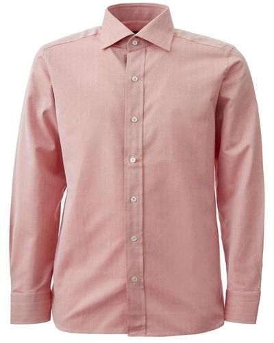 Tom Ford Rosa kontrastierender saum regular fit hemd - Pink
