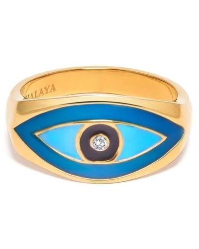 Nialaya Large evil eye ring - Blau