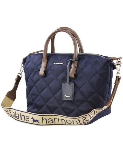 Harmont & Blaine Synthetische einkaufstasche mit reißverschluss und abnehmbarem riemen - Blau