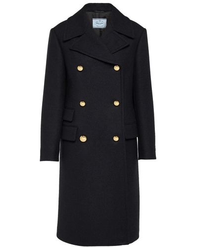 Prada Double-Breasted Coats - Black