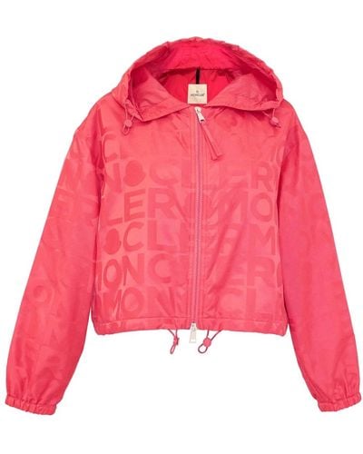 Moncler Rosa windjacke mit all-over-muster - Pink