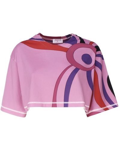 Emilio Pucci Marble print cropped t-shirt rosa - Lila