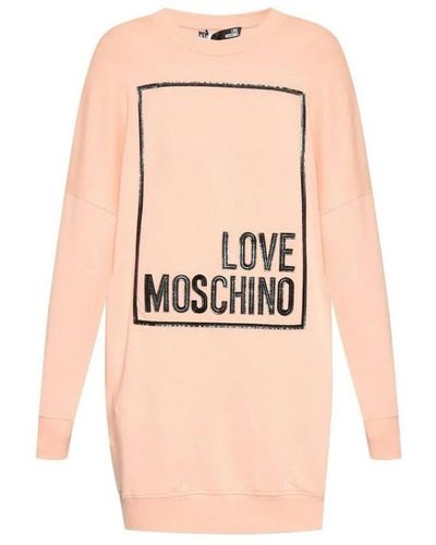 Love Moschino Abito felpa con applicazione logo - Rosa