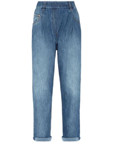 Brunello Cucinelli Marine elastische taille tapered jeans - Blau